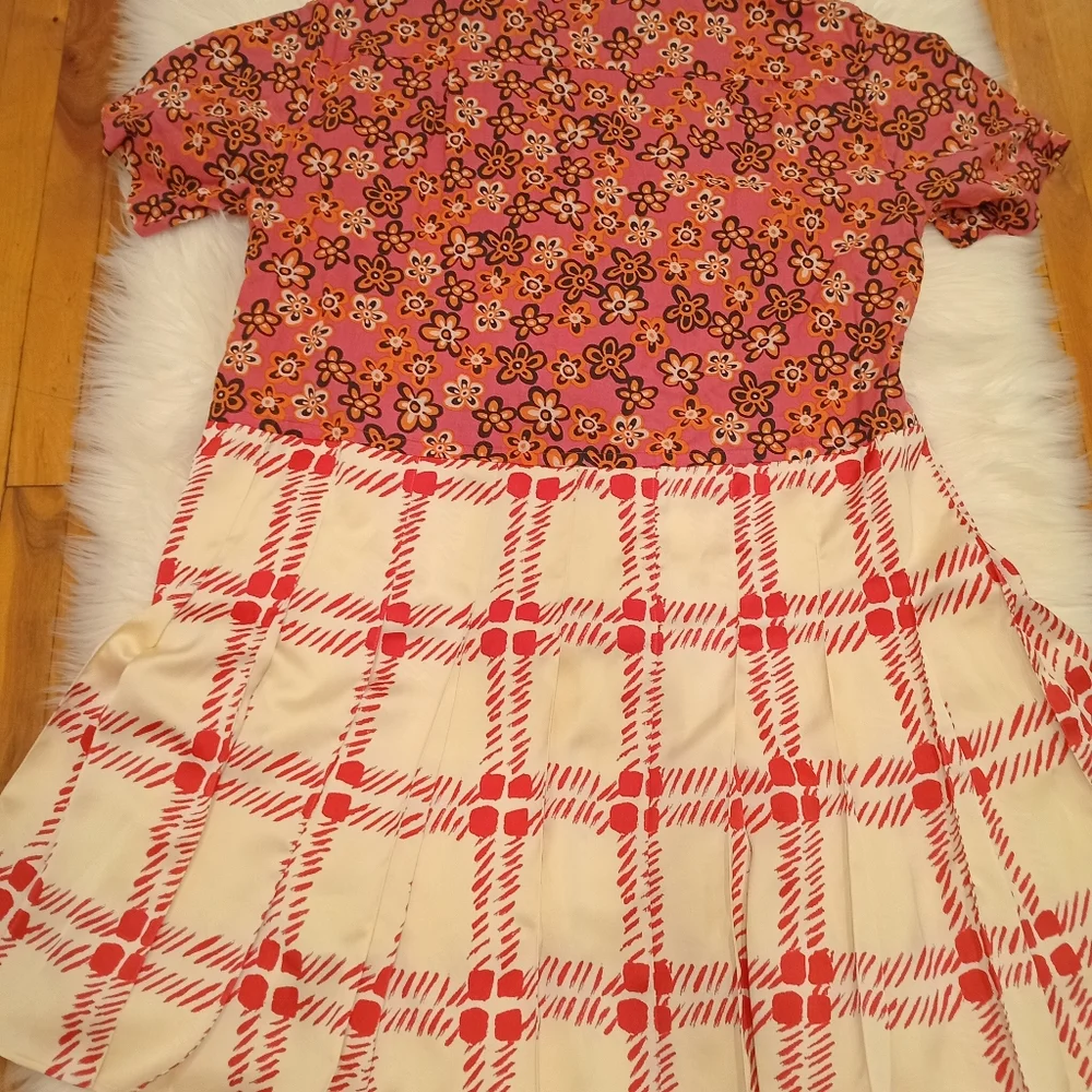 Marni Pink Floral Top and Plaid Skirt Mixed-Print Dress - Picture 9 of 16